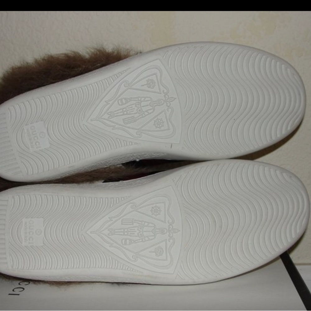 Limited Edition GUCCI MEN'S ACE FUR LEATHER SNEAKERS 8.5 NEW - Picture 5 of 7